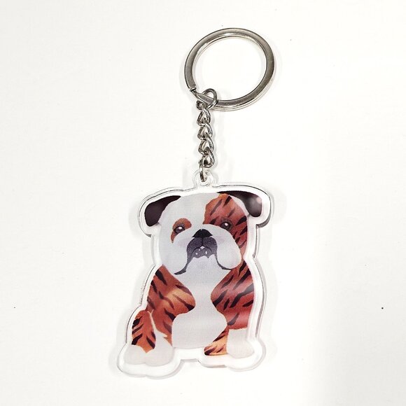 Bulldog Dog Keychain Cute Puppy Charm Gift Bag Pendant Accessory - Picture 3 of 14